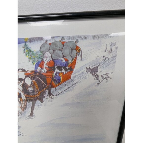 Jane McClure Jane's Prints Santa Claus Sleigh Cows Country Framed Print - Picture 3 of 5